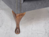 Queen Anne Wing Chair In Thunder Vintage Leather