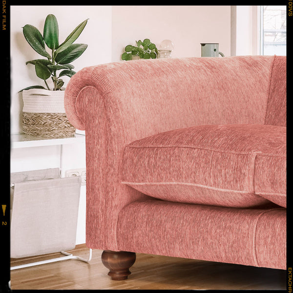 Funky Cord Chesterfield Sofa in Colour Coral