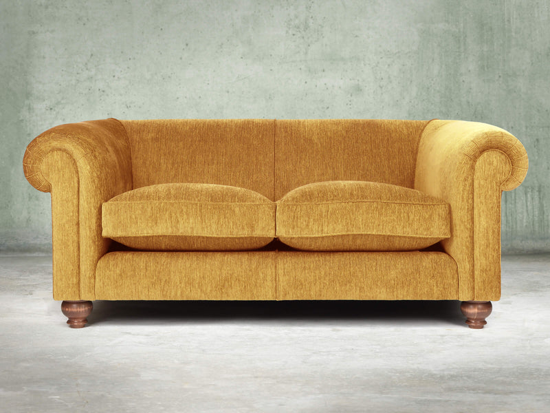 Tillie 2 Seat Chesterfield Sofa In Gold Funky Cord