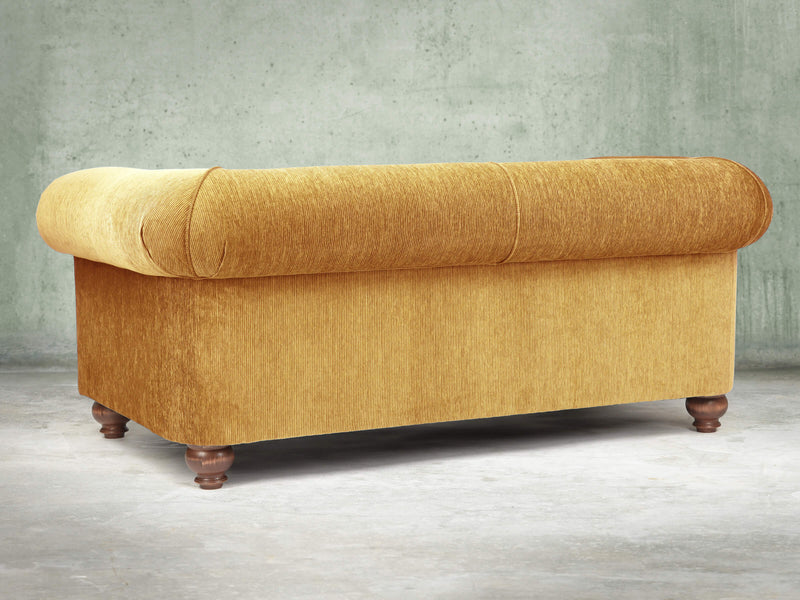 Tillie 2 Seat Chesterfield Sofa In Gold Funky Cord