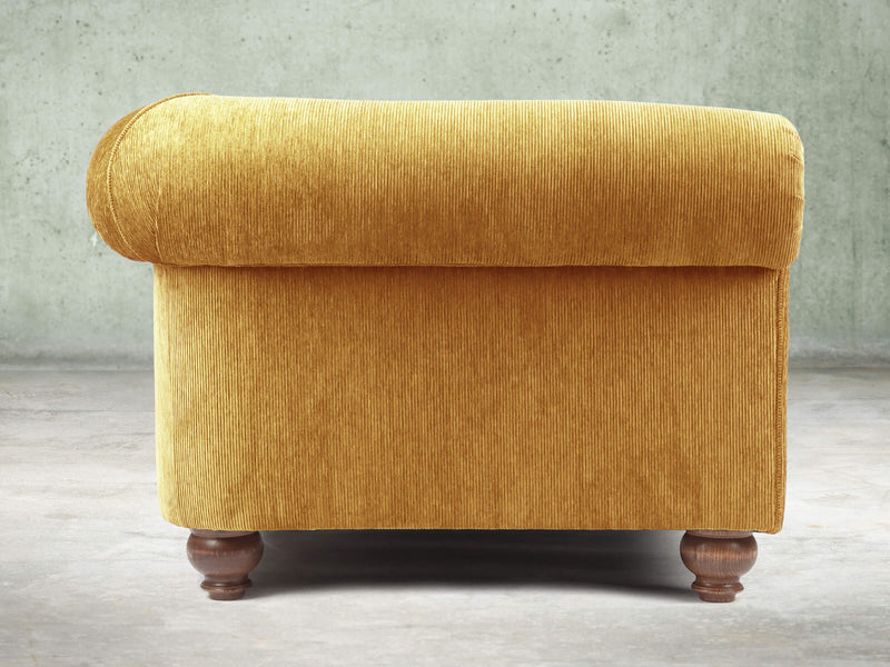 Tillie 2 Seat Chesterfield Sofa In Gold Funky Cord