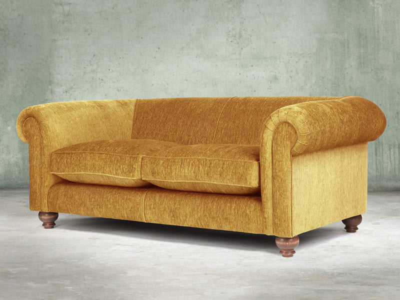 Tillie 3 Seat Chesterfield Sofa In Gold Funky Cord