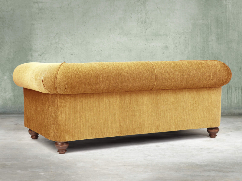 Tillie 3 Seat Chesterfield Sofa In Gold Funky Cord