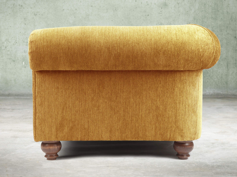 Tillie 3 Seat Chesterfield Sofa In Gold Funky Cord