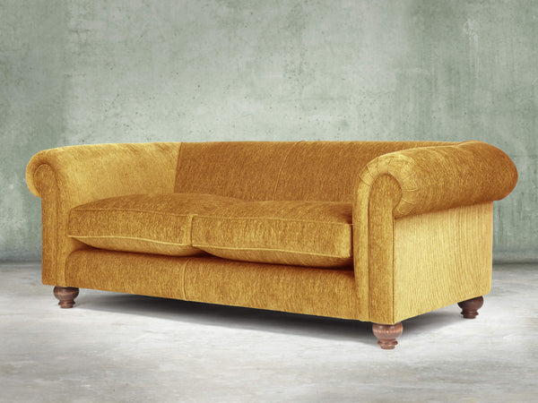 Tillie 4 Seat Chesterfield Sofa In Gold Funky Cord