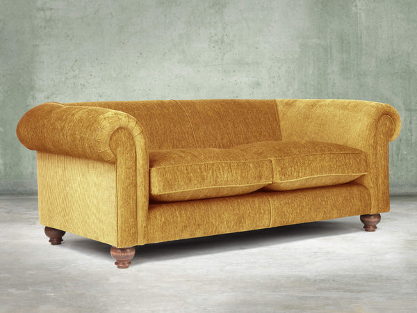 Tillie Bigger 3 Seat Chesterfield Sofa In Gold Funky Cord