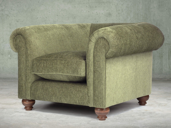 Tillie Chesterfield Chair In Moss Funky Cord