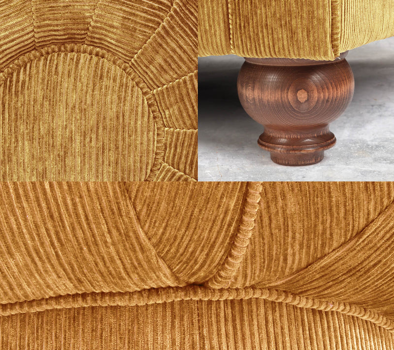 Tillie Corduroy Chesterfield Sofa Details Gold