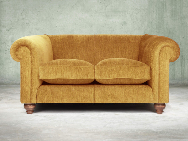 Tillie Snug 2 Seat Chesterfield Sofa In Gold Funky Cord