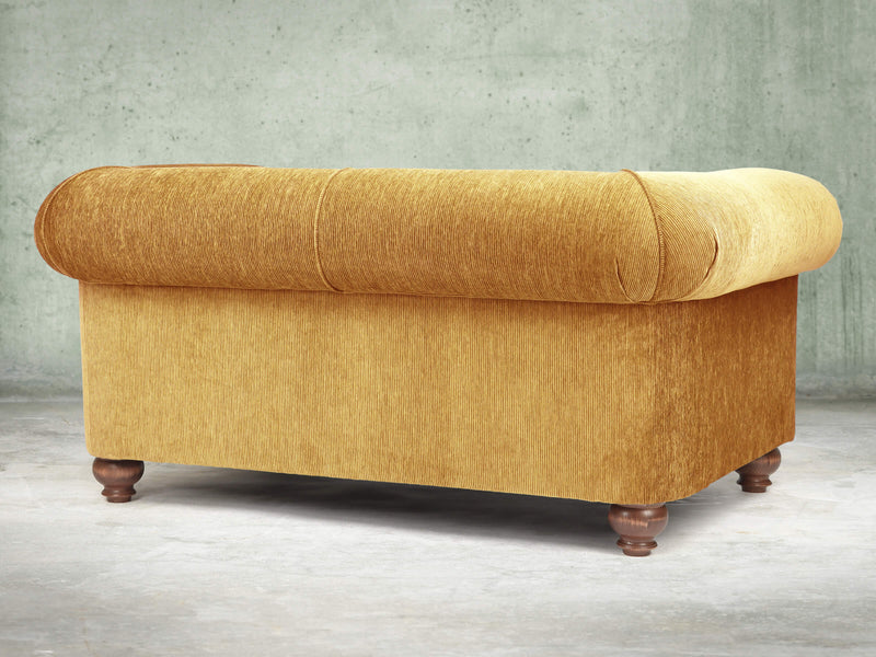 Tillie Snug 2 Seat Chesterfield Sofa In Gold Funky Cord