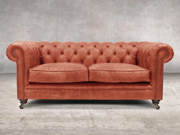 Alfred 2 Seat Chesterfield Sofa In Bronze Vintage Leather