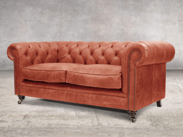 Alfred 2 Seat Chesterfield Sofa In Bronze Vintage Leather