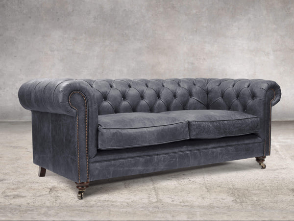 Alfred 3 Seat Chesterfield Sofa In Thunder Vintage Leather