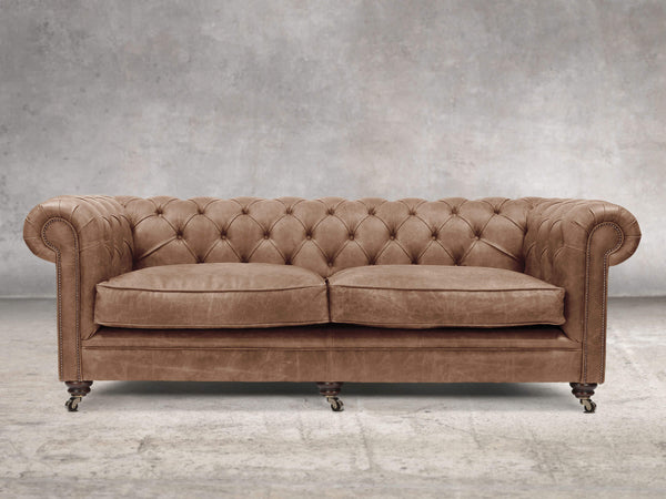 Alfred 4 Seat Chesterfield Sofa In Brown Vintage Leather