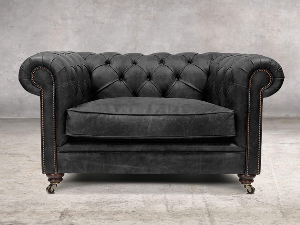 Alfred Chesterfield Snuggler In Black Vintage Leather