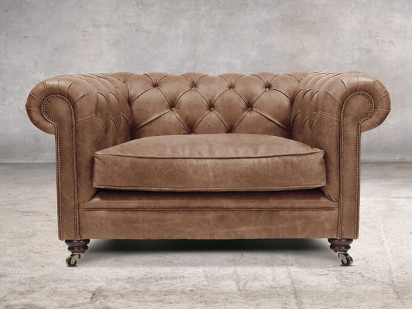 Alfred Chesterfield Snuggler In Brown Vintage Leather