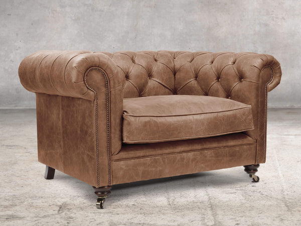 Alfred Chesterfield Snuggler In Brown Vintage Leather