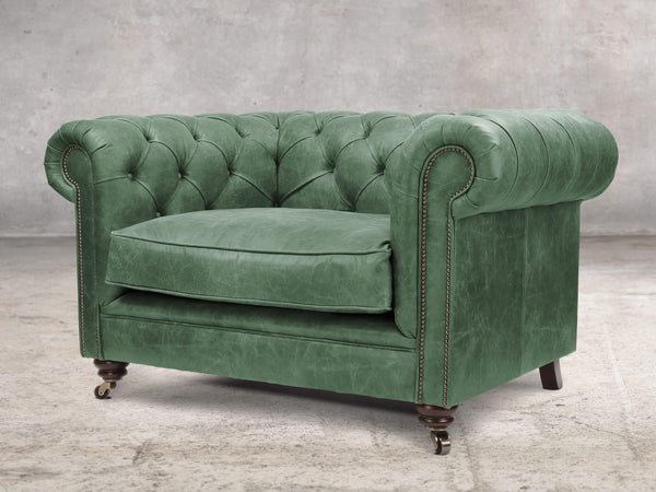 Alfred Chesterfield Snuggler In Green Vintage Leather