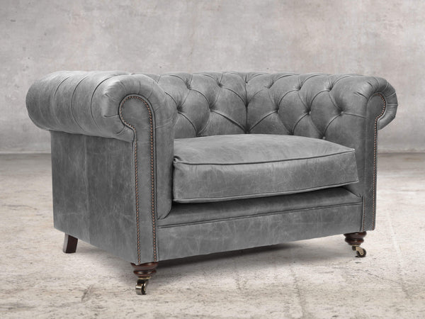 Alfred Chesterfield Snuggler In Grey Vintage Leather