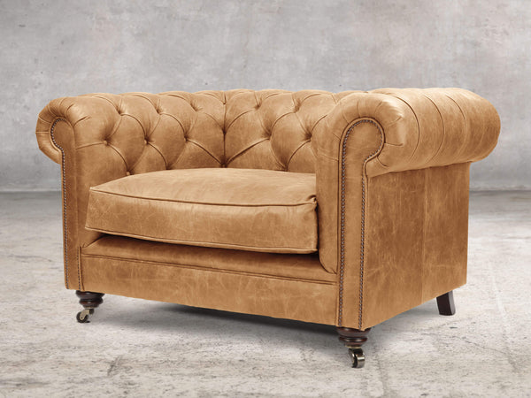 Alfred Chesterfield Snuggler In Tan Vintage Leather