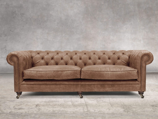 Alfred Extra Large Chesterfield Sofa In Brown Vintage Leather