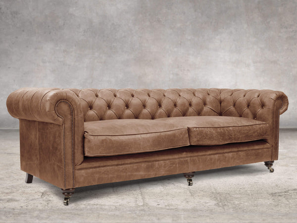 Alfred Extra Large Chesterfield Sofa In Brown Vintage Leather