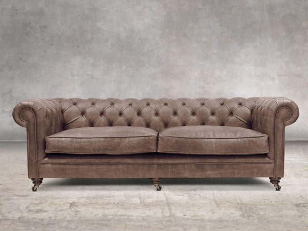 Alfred Extra Large Chesterfield Sofa In Hickory Vintage Leather