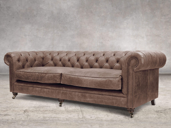 Alfred Extra Large Chesterfield Sofa In Hickory Vintage Leather