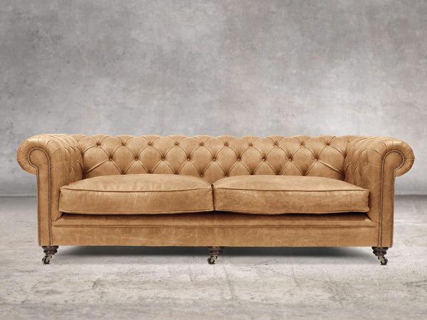 Alfred Extra Large Chesterfield Sofa In Tan Vintage Leather