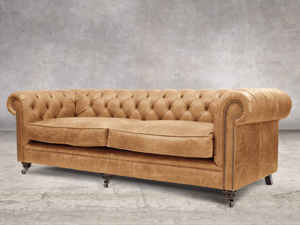 Alfred Extra Large Chesterfield Sofa In Tan Vintage Leather