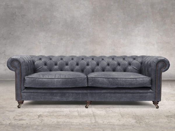 Alfred Extra Large Chesterfield Sofa In Thunder Vintage Leather