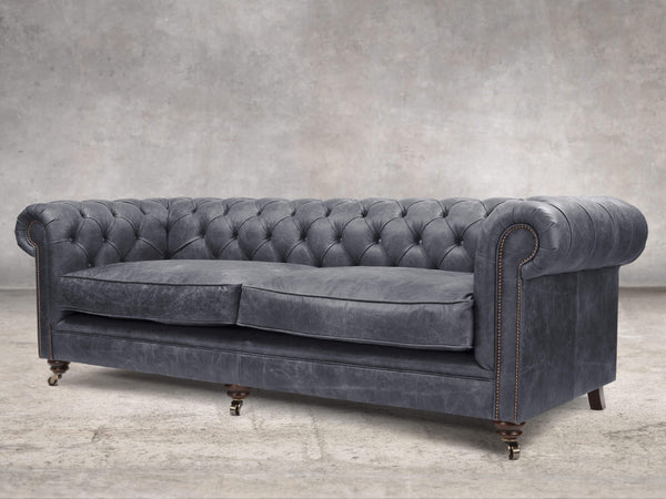 Alfred Extra Large Chesterfield Sofa In Thunder Vintage Leather