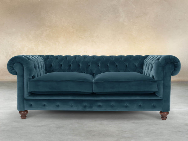 Arthur 2 Seat Chesterfield Sofa In Blue Lush Velvet