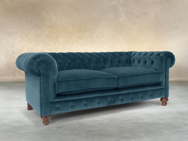 Arthur 2 Seat Chesterfield Sofa In Blue Lush Velvet