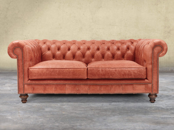 Arthur 2 Seat Chesterfield Sofa In Bronze Vintage Leather