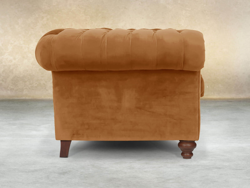 Arthur 2 Seat Chesterfield Sofa In Burnt Orange Lush Velvet