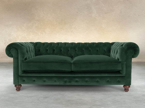 Arthur 2 Seat Chesterfield Sofa In Dark Green Lush Velvet