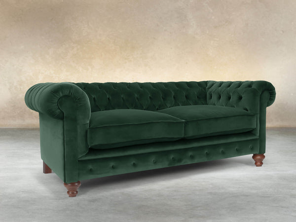 Arthur 2 Seat Chesterfield Sofa In Dark Green Lush Velvet