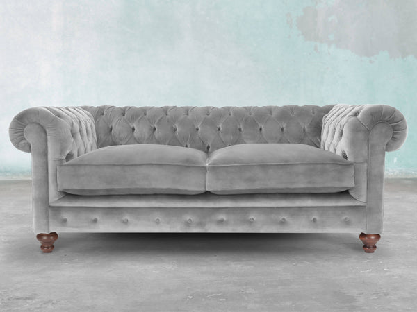 Arthur 2 Seat Chesterfield Sofa In Dove Vintage Velvet