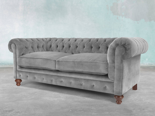 Arthur 2 Seat Chesterfield Sofa In Dove Vintage Velvet