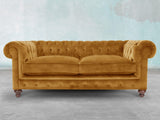 Arthur 2 Seat Chesterfield Sofa In Gold Vintage Velvet