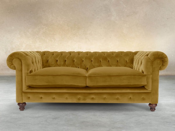 Arthur 2 Seat Chesterfield Sofa In Golden Lush Velvet