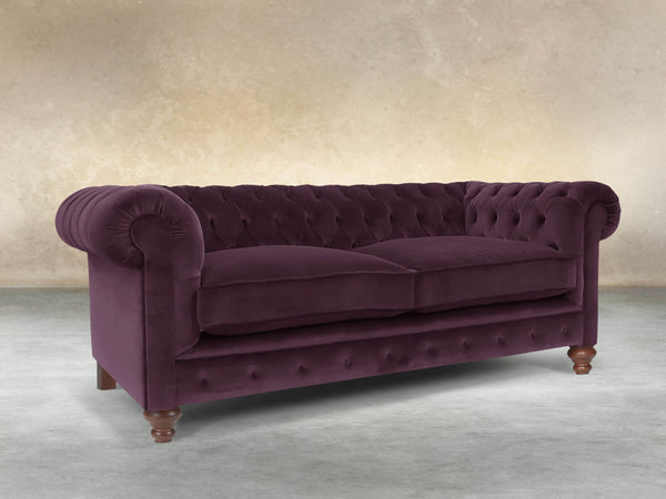 Arthur 2 Seat Chesterfield Sofa In Grape Lush Velvet