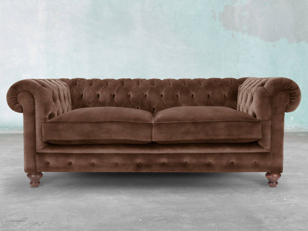 Arthur 2 Seat Chesterfield Sofa In Hickory Vintage Velvet