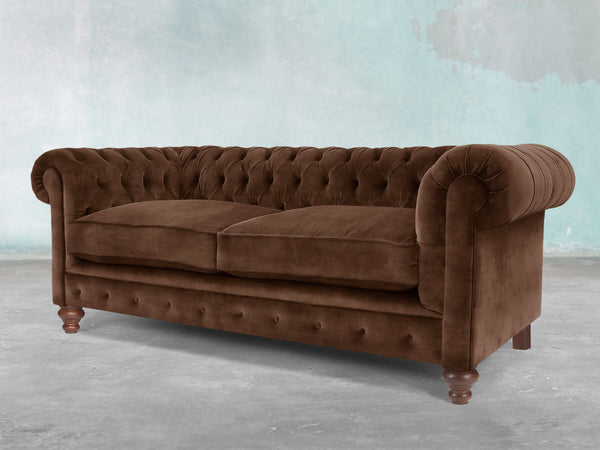 Arthur 2 Seat Chesterfield Sofa In Hickory Vintage Velvet