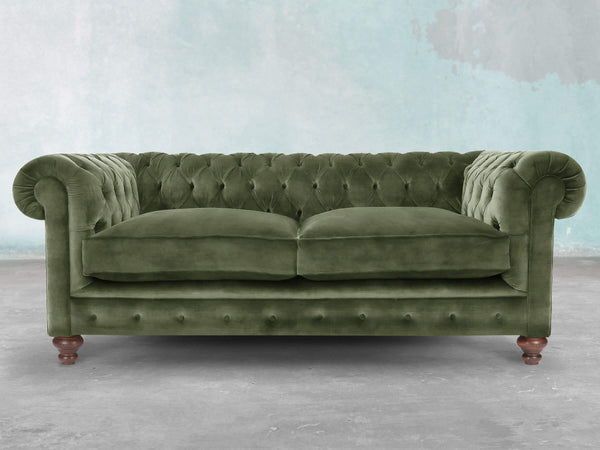 Arthur 2 Seat Chesterfield Sofa In Jade Vintage Velvet