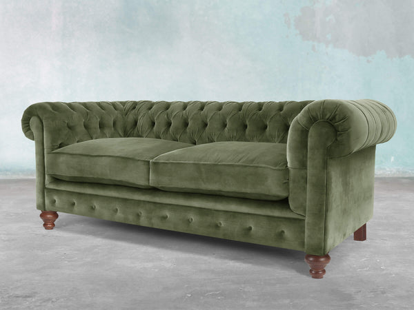 Arthur 2 Seat Chesterfield Sofa In Jade Vintage Velvet