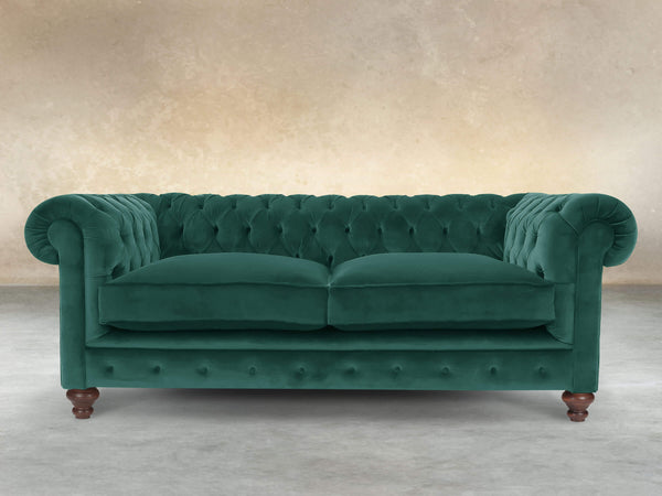 Arthur 2 Seat Chesterfield Sofa In Kingfisher Lush Velvet