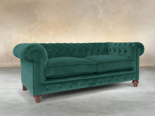 Arthur 2 Seat Chesterfield Sofa In Kingfisher Lush Velvet