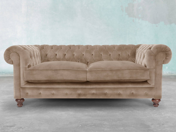 Arthur 2 Seat Chesterfield Sofa In Mocha Vintage Velvet